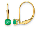 3/5 Carat (ctw) Emerald Leverback Earrings in 14K Yellow Gold